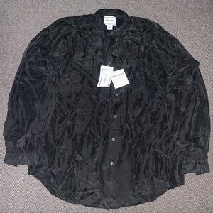 80s/90s Bruno Black 100% Silk Button-Up Shirt Italy